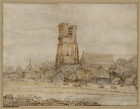 Q+ 063
<br/>
Gezicht op de kerk Ransdorp
<br/>
<em>Borssom, Anthonie van (1630/31-1677)</em>